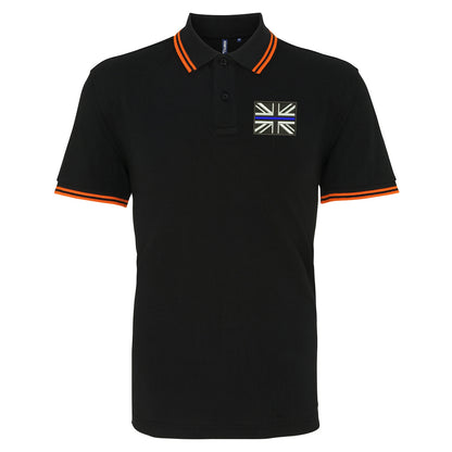 Thin Blue Line Union Jack Embroidered Tipped Polo Shirt
