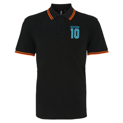 Maradona 10 Embroidered Tipped Polo Shirt