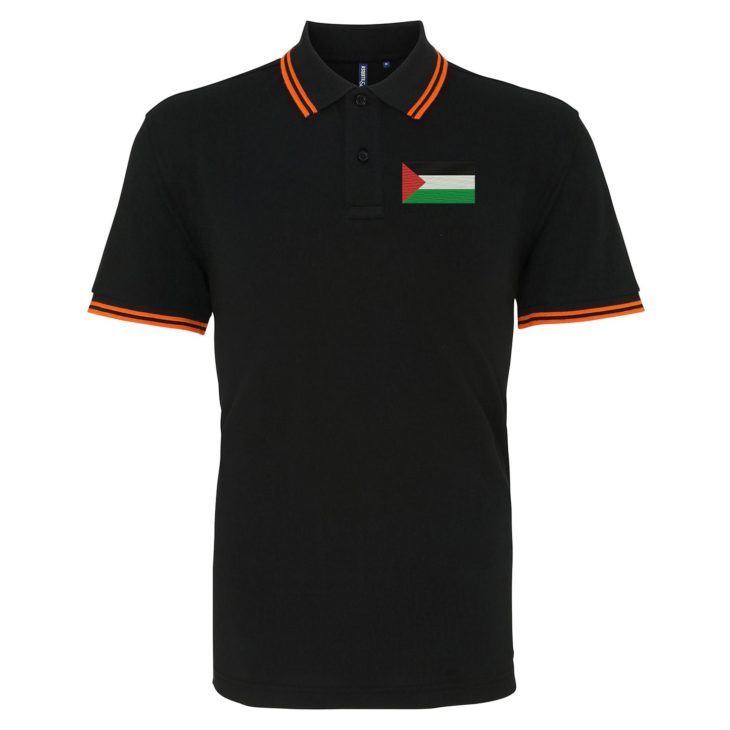 Flag of Palestine Embroidered Tipped Polo Shirt