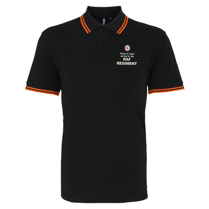 Proud to Have Served in The RAF Regiment Embroidered Tipped Polo Shirt