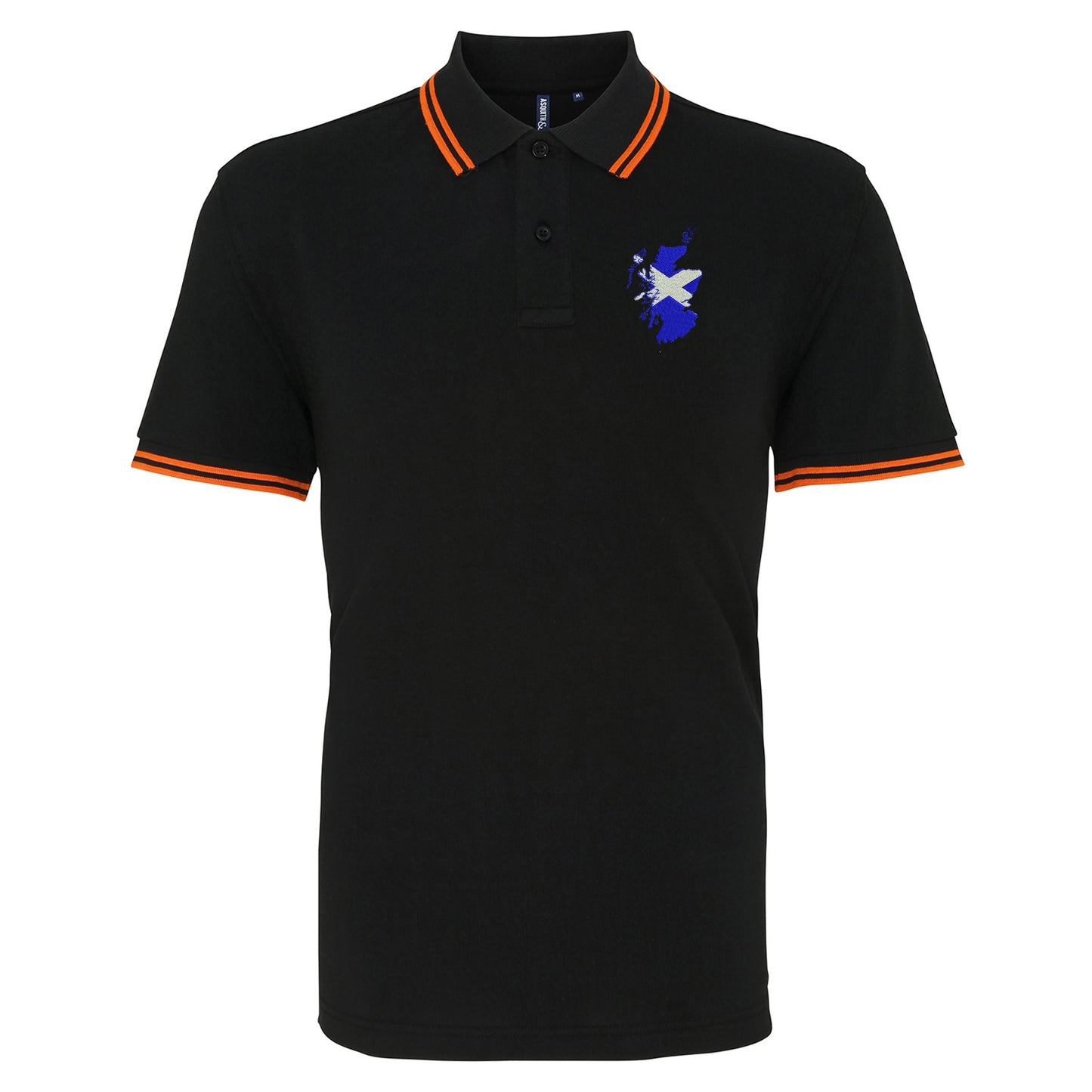 Scotland Flag Map Embroidered Tipped Polo Shirt