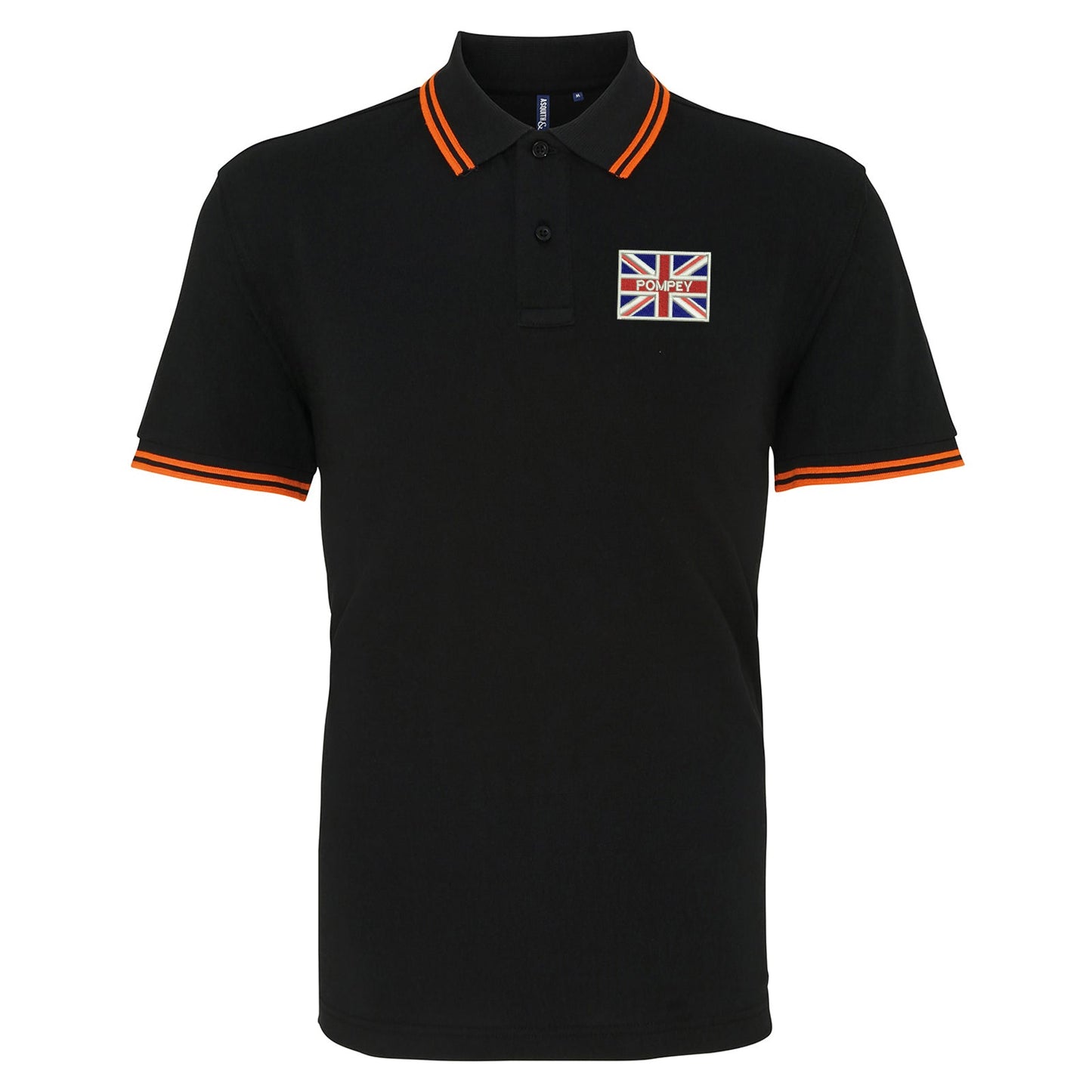 Pompey Coloured Union Jack  Embroidered Tipped Polo Shirt