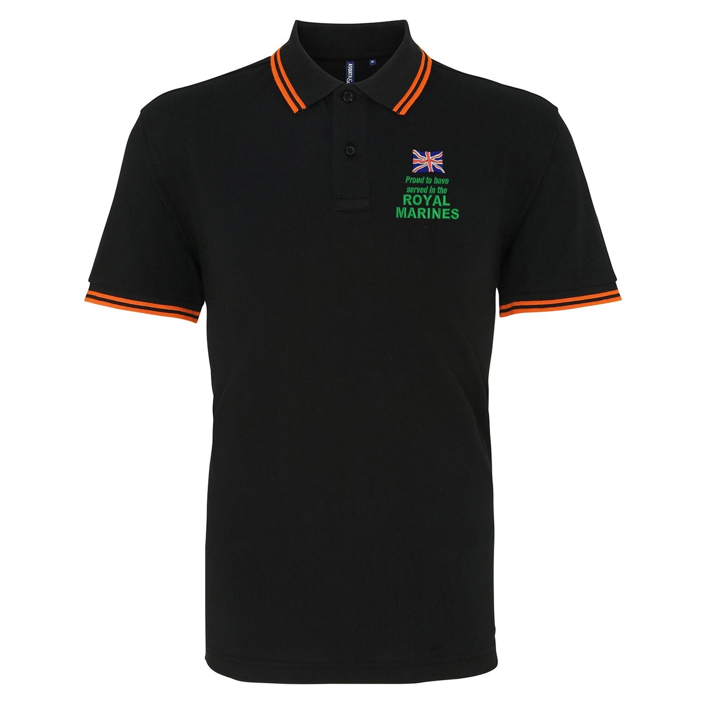 Proud to Have Served in The Royal Marines Embroidered Tipped Polo Shirt