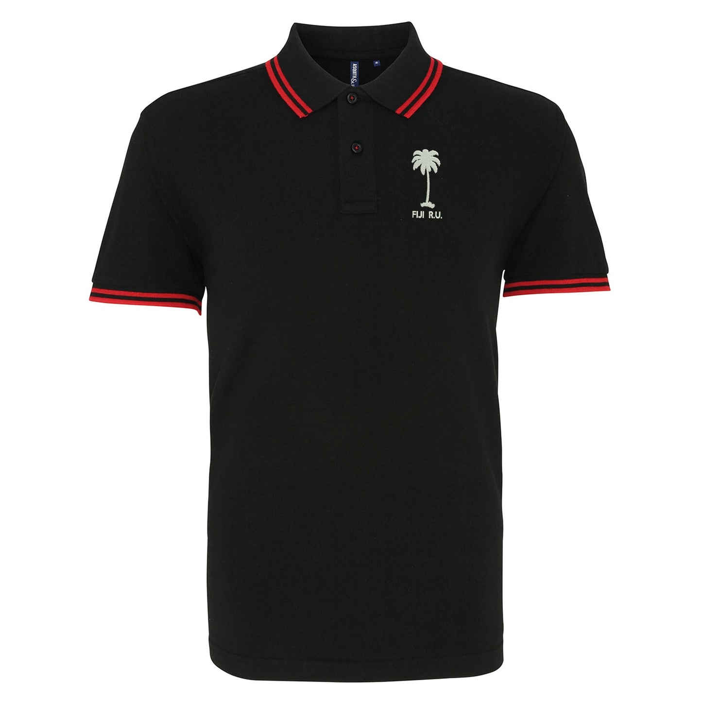 Retro Fiji Rugby 1920s Embroidered Tipped Polo Shirt