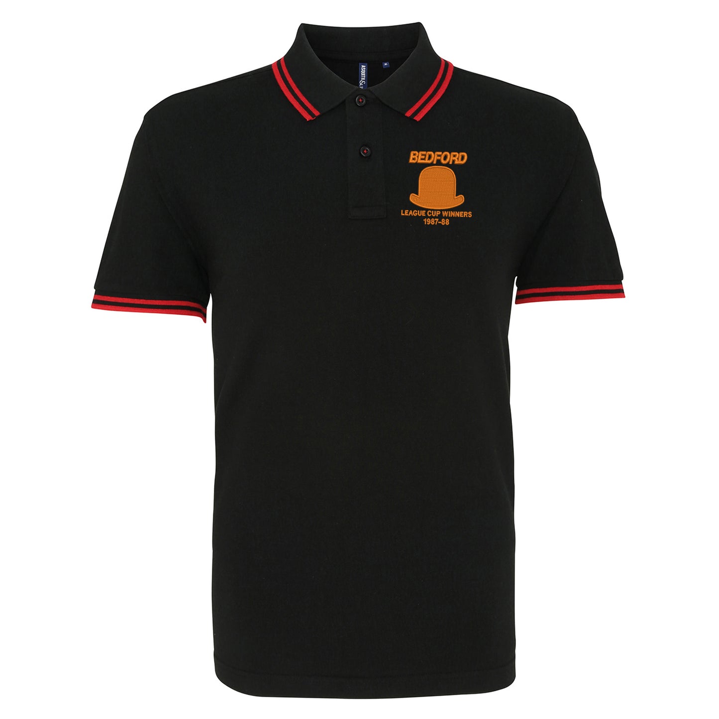 Retro Luton League Cup Winners 1988 Embroidered Tipped Polo Shirt