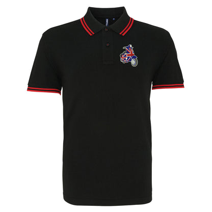 MOD Union Jack Scooter Embroidered Tipped Polo Shirt