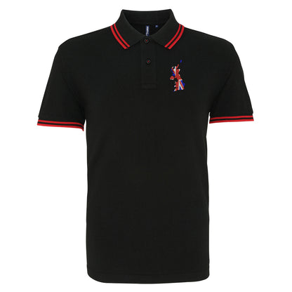 United Kingdom Flag Map Embroidered Tipped Polo Shirt