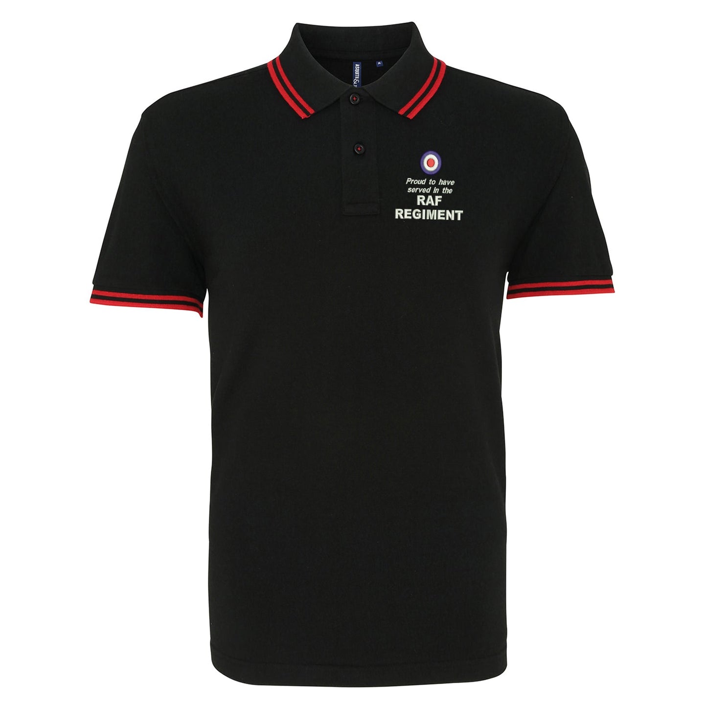 Proud to Have Served in The RAF Regiment Embroidered Tipped Polo Shirt