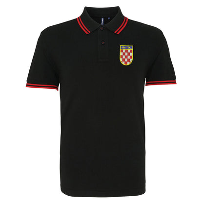 Retro Croatia 1960s Embroidered Tipped Polo Shirt
