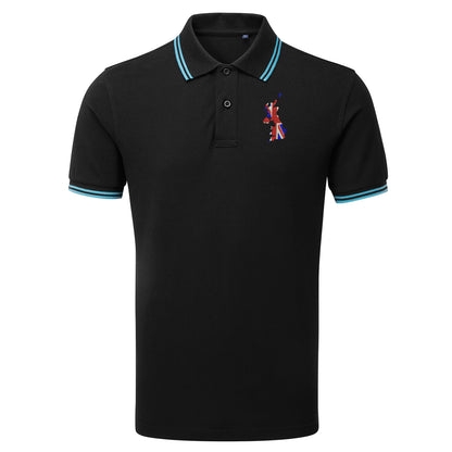 United Kingdom Flag Map Embroidered Tipped Polo Shirt