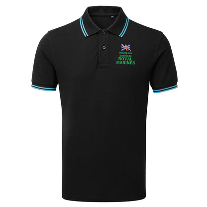 Proud to Have Served in The Royal Marines Embroidered Tipped Polo Shirt