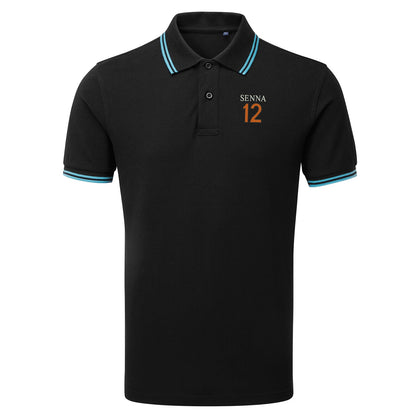 Retro Senna 12 Embroidered Tipped Polo Shirt
