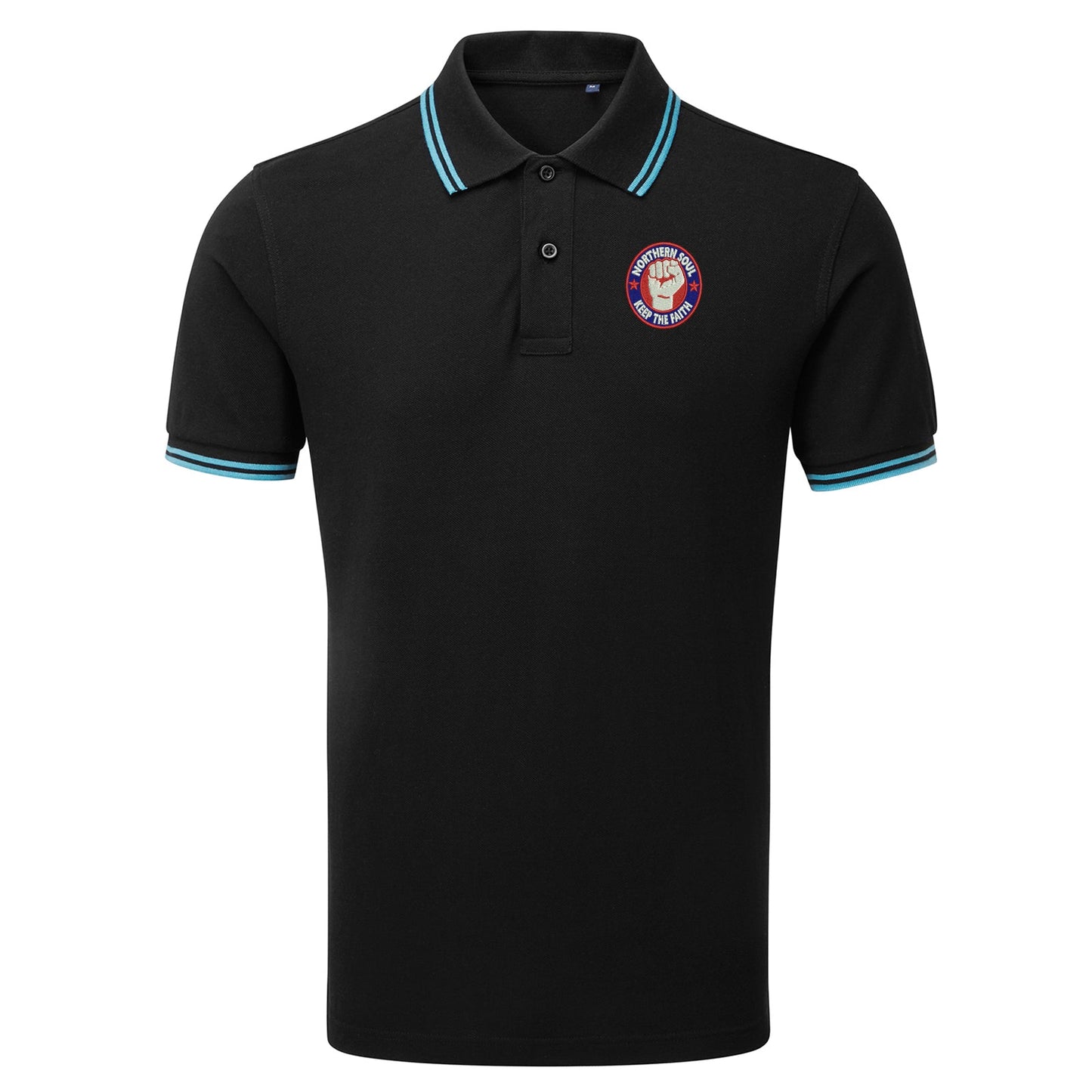Northern Soul Keep The Faith Embroidered Tipped Polo Shirt