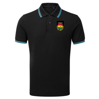 Retro Ghana 1966 Embroidered Tipped Polo Shirt