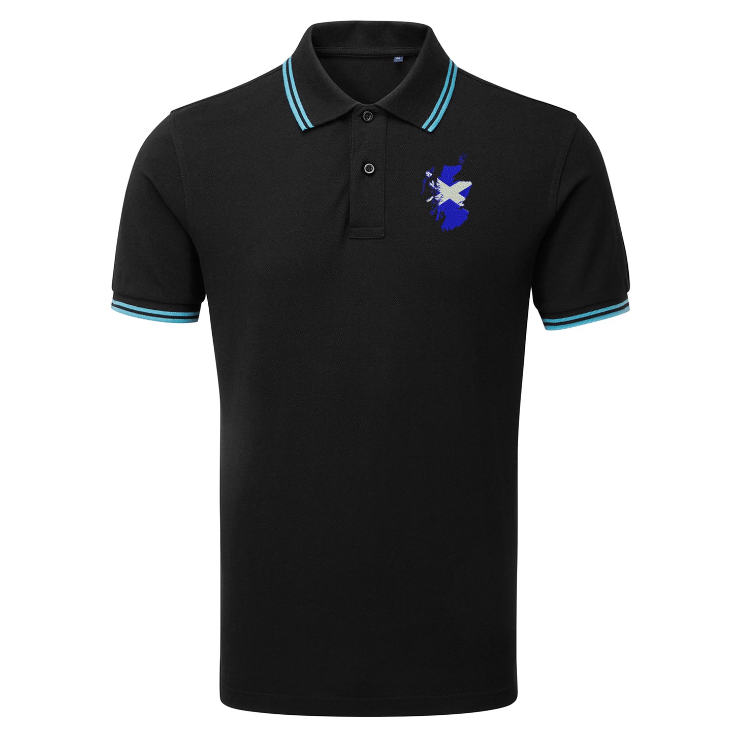 Scotland Flag Map Embroidered Tipped Polo Shirt