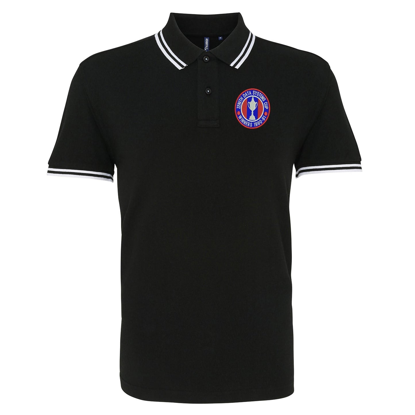 Retro Crystal Palace Zenith Data Systems Cup  Winners 1991 Embroidered Tipped Polo Shirt