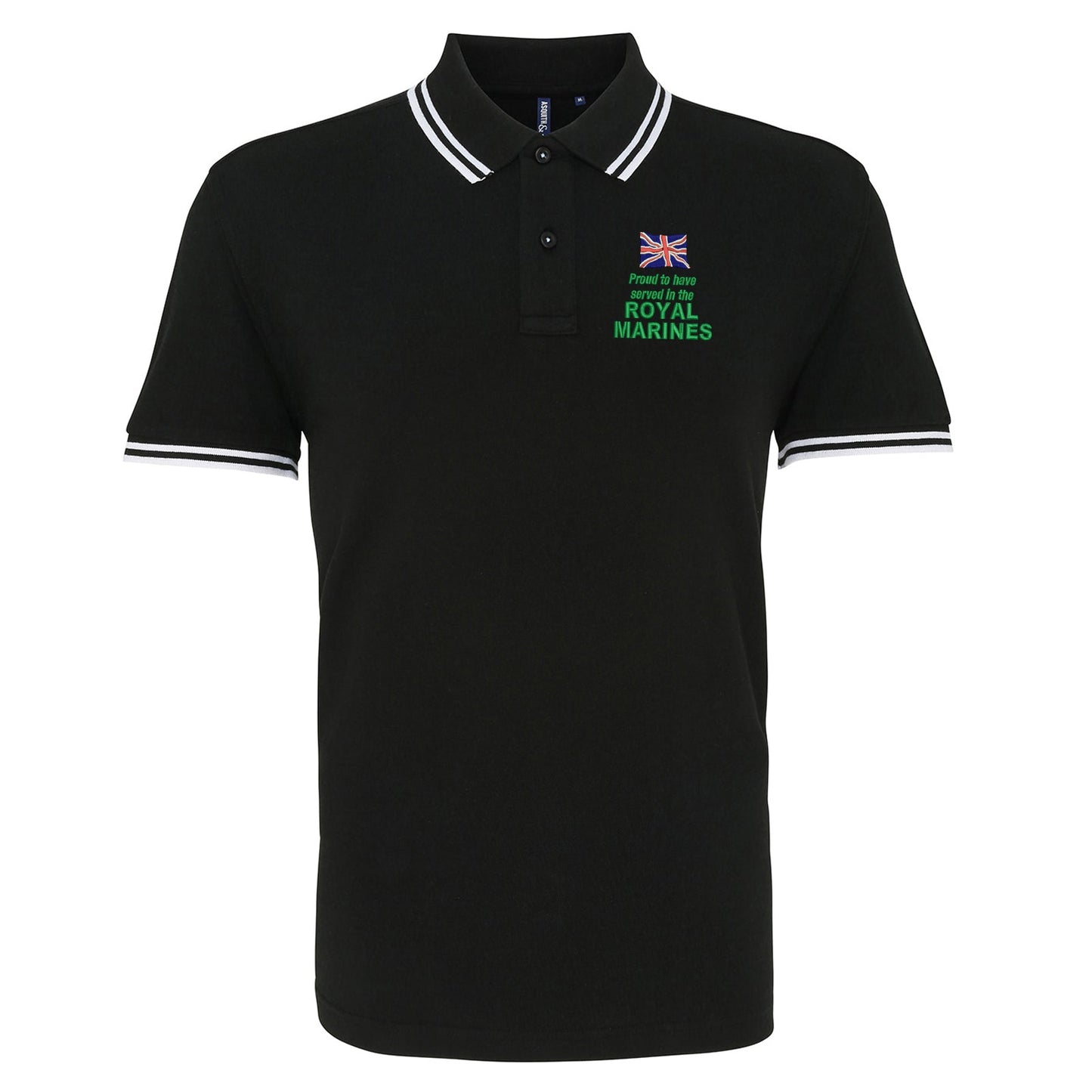 Proud to Have Served in The Royal Marines Embroidered Tipped Polo Shirt