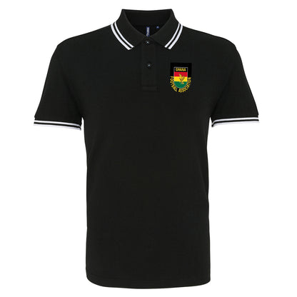 Retro Ghana 1966 Embroidered Tipped Polo Shirt