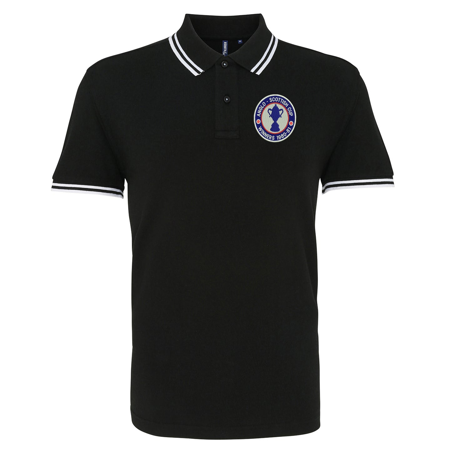 Retro Chesterfield Anglo-Scottish Cup Winners 1981 Embroidered Tipped Polo Shirt