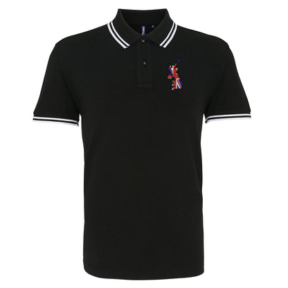 United Kingdom Flag Map Embroidered Tipped Polo Shirt