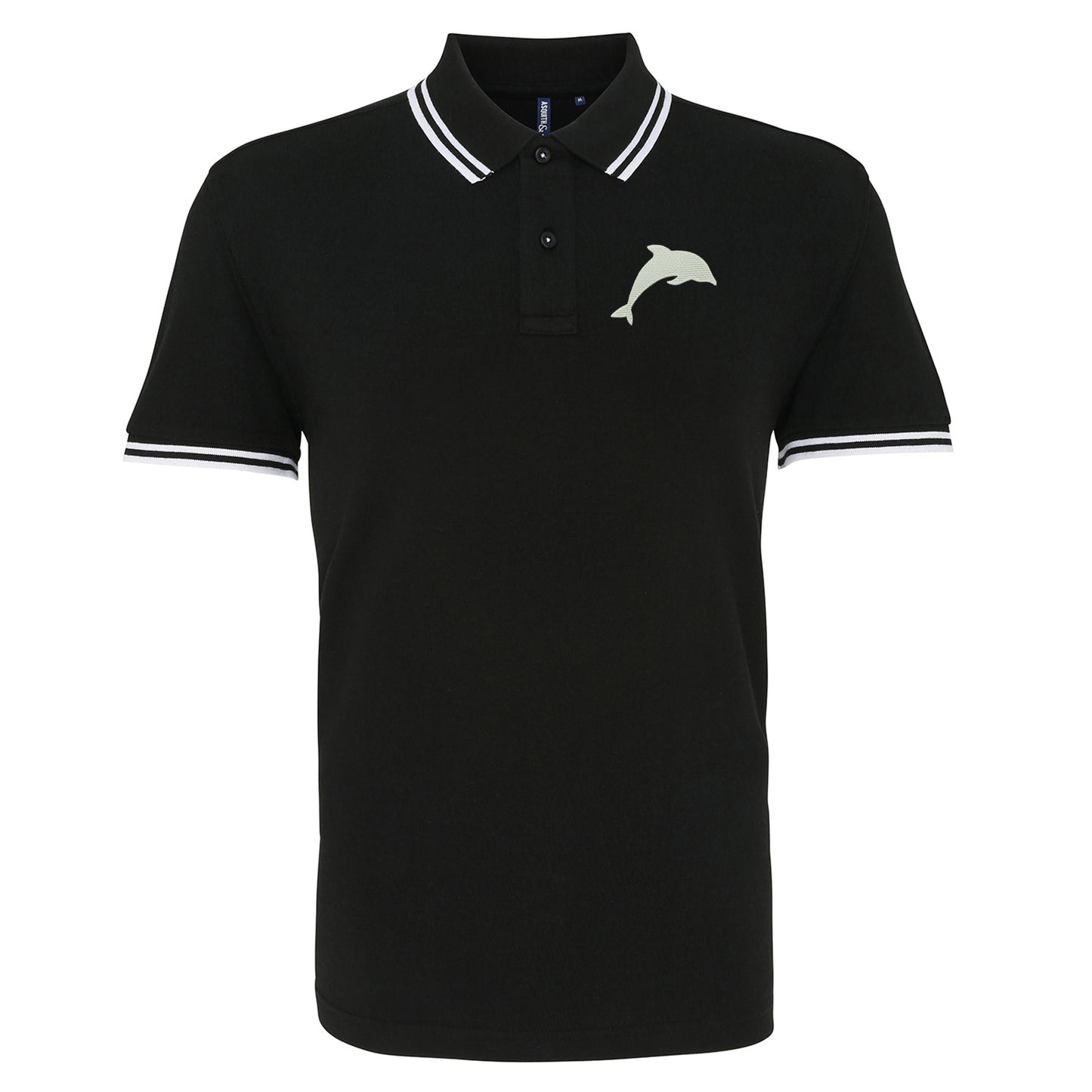 Dolphin Embroidered Tipped Polo Shirt