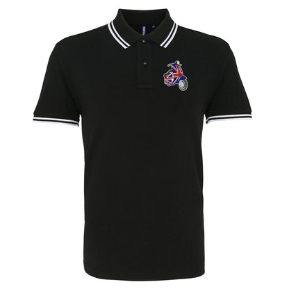 MOD Union Jack Scooter Embroidered Tipped Polo Shirt