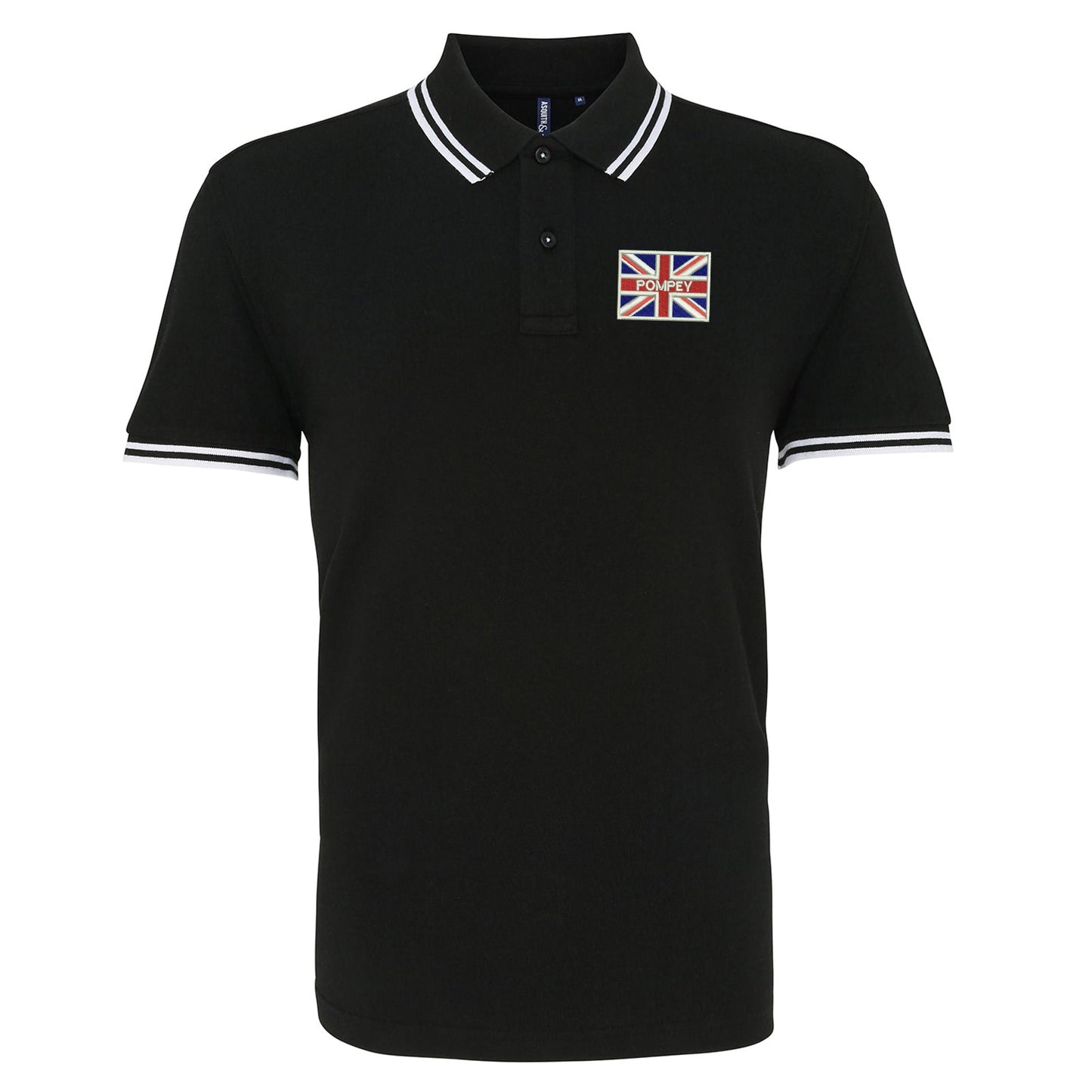 Pompey Coloured Union Jack  Embroidered Tipped Polo Shirt