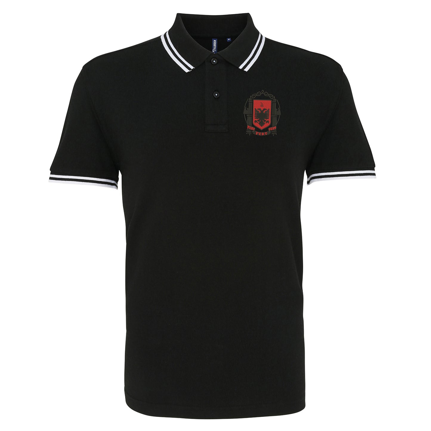Retro Albania 1935 Embroidered Tipped Polo Shirt