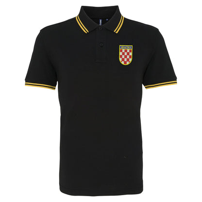 Retro Croatia 1960s Embroidered Tipped Polo Shirt