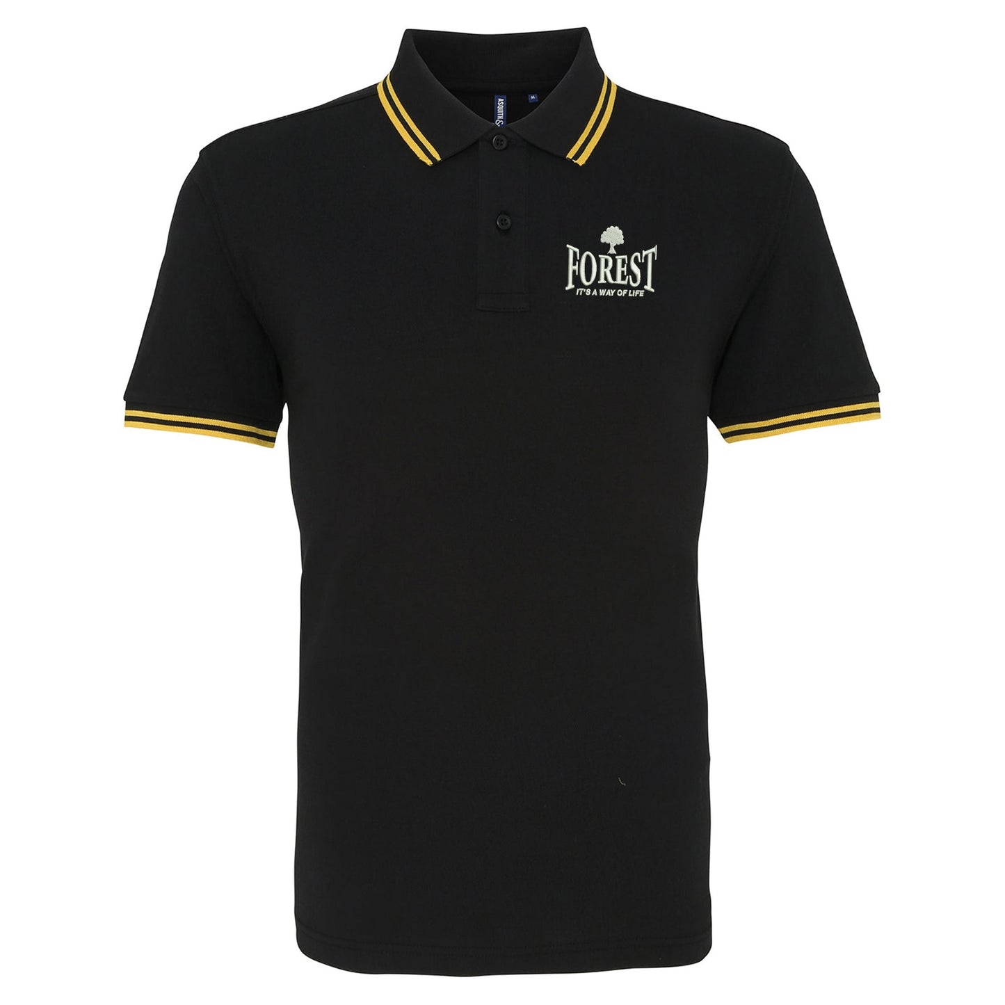 Forest It's a Way of Life Embroidered Tipped Polo Shirt