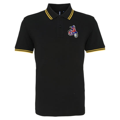 MOD Union Jack Scooter Embroidered Tipped Polo Shirt
