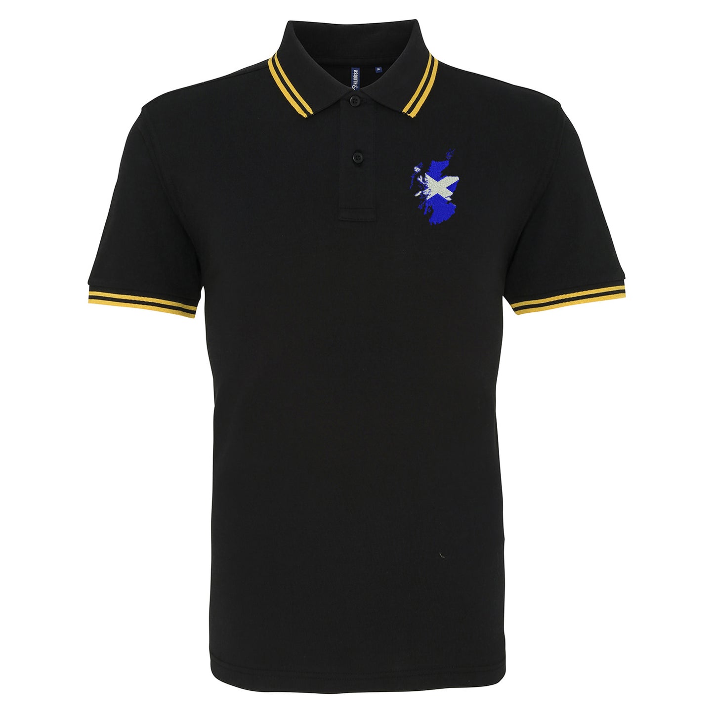 Scotland Flag Map Embroidered Tipped Polo Shirt