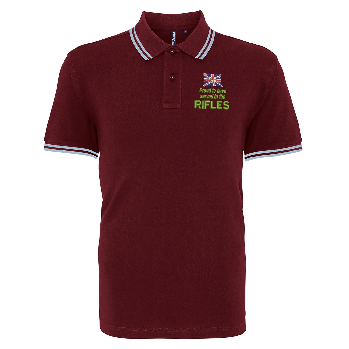 Proud to Have Served in The Rifles Embroidered Tipped Polo Shirt