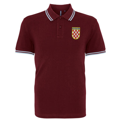 Retro Croatia 1960s Embroidered Tipped Polo Shirt