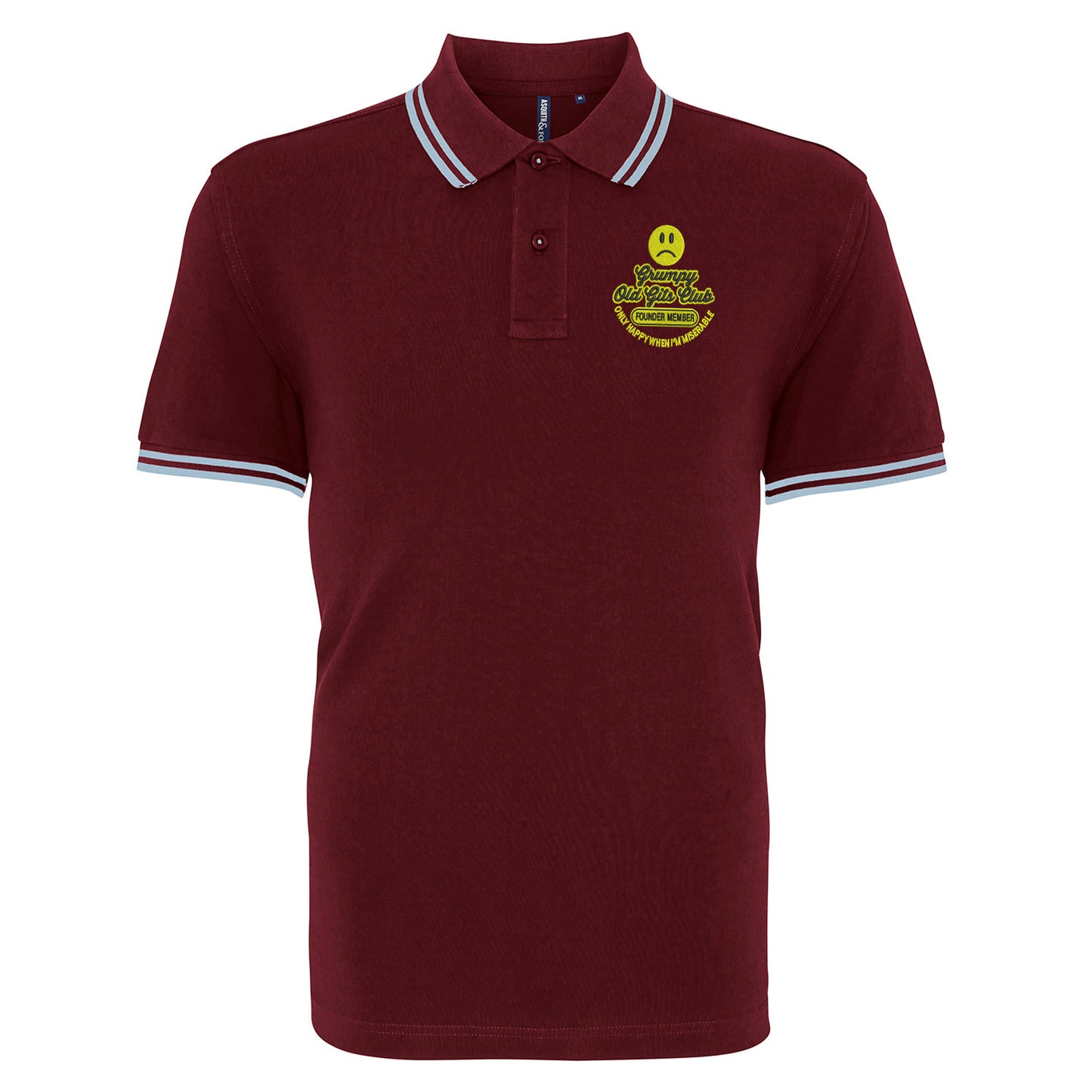 Grumpy Old Gits Club Founder Member Embroidered Tipped Polo Shirt