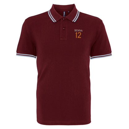 Retro Senna 12 Embroidered Tipped Polo Shirt