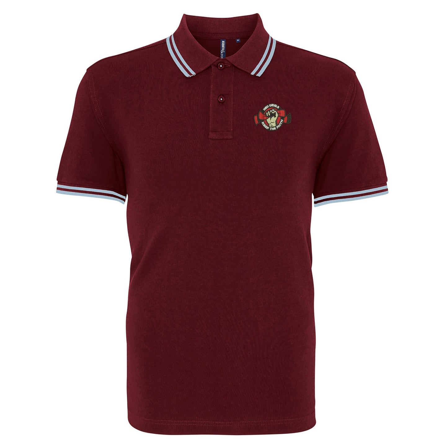 Red Devils Keep The Faith Embroidered Tipped Polo Shirt