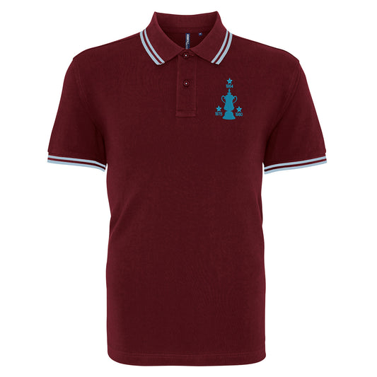 Retro West Ham Three Time Cup Winners Embroidered Tipped Polo Shirt