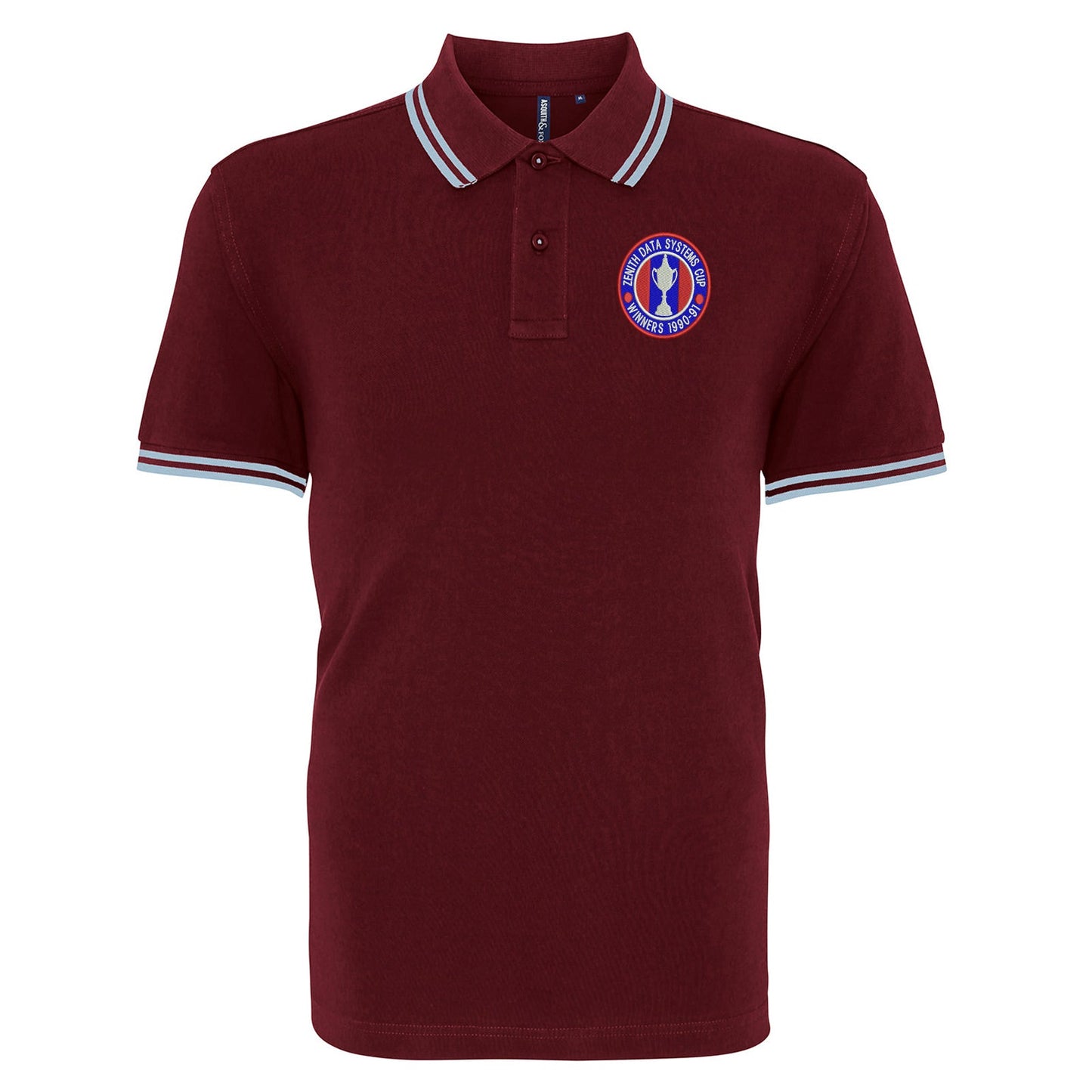 Retro Crystal Palace Zenith Data Systems Cup  Winners 1991 Embroidered Tipped Polo Shirt