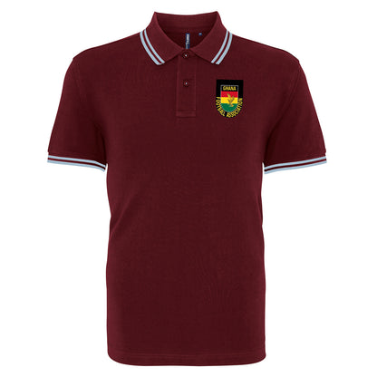 Retro Ghana 1966 Embroidered Tipped Polo Shirt