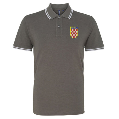 Retro Croatia 1960s Embroidered Tipped Polo Shirt
