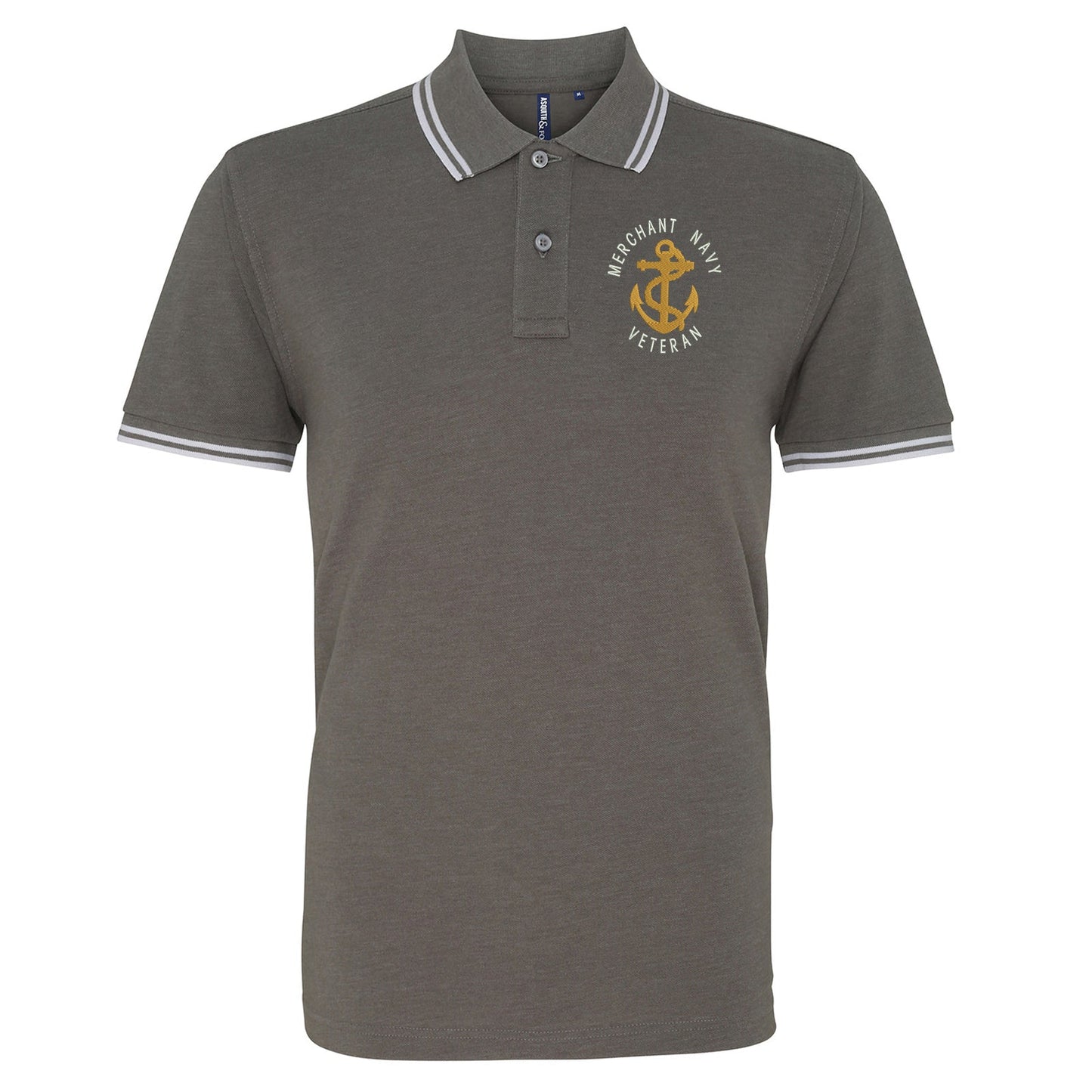 Merchant Navy Veteran Anchor Embroidered Tipped Polo Shirt