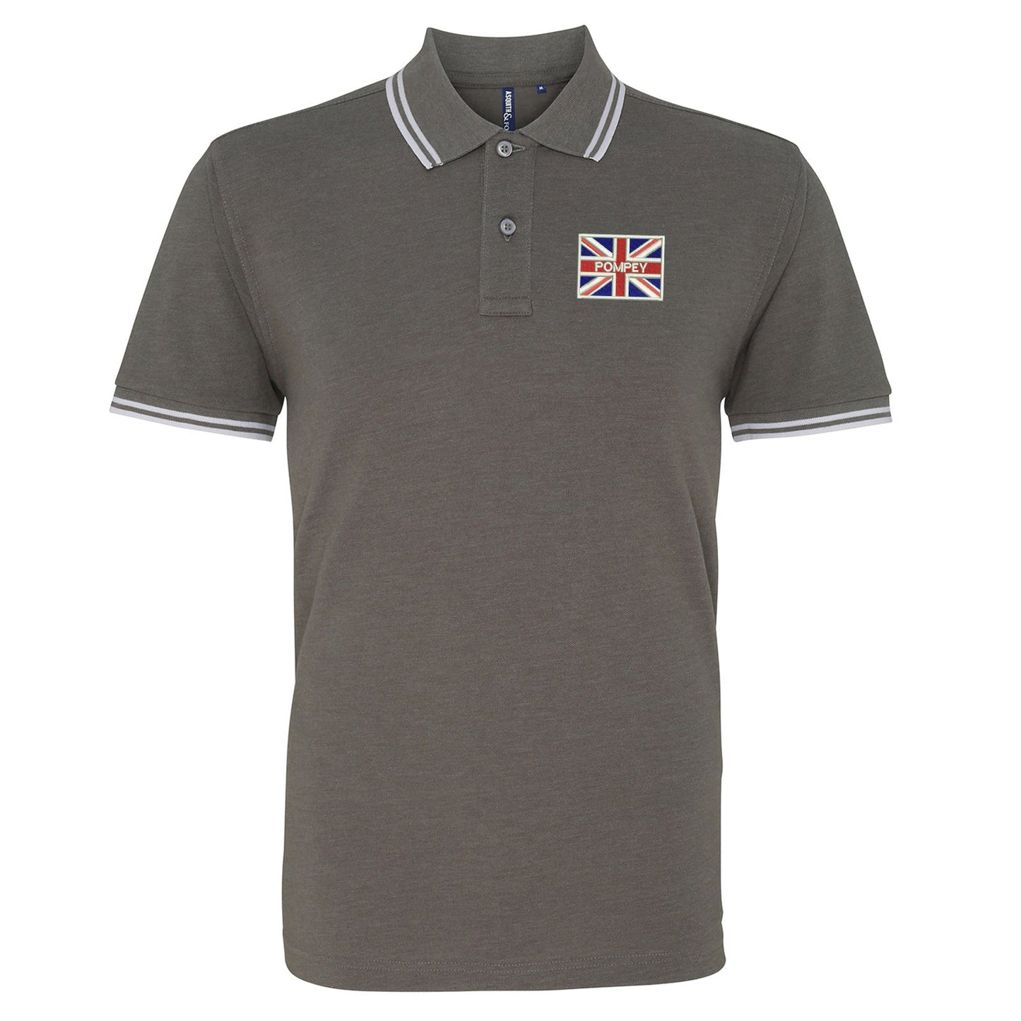 Pompey Coloured Union Jack  Embroidered Tipped Polo Shirt