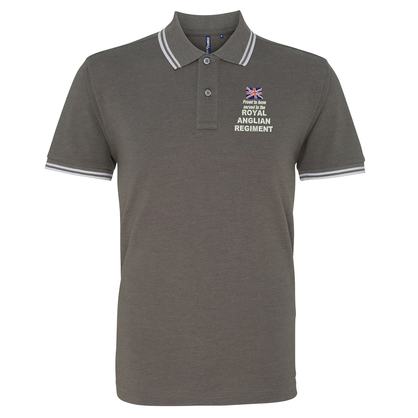 Proud to Have Served in The Royal Anglian Regiment Embroidered Tipped Polo Shirt