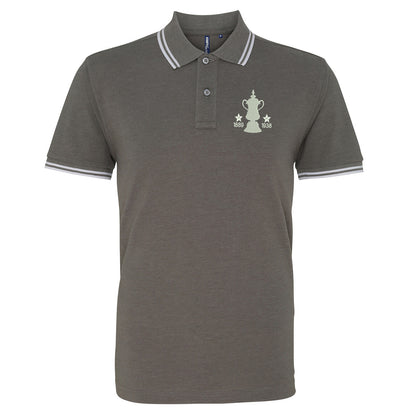 Retro Preston Two Time Cup Winners Embroidered Tipped Polo Shirt