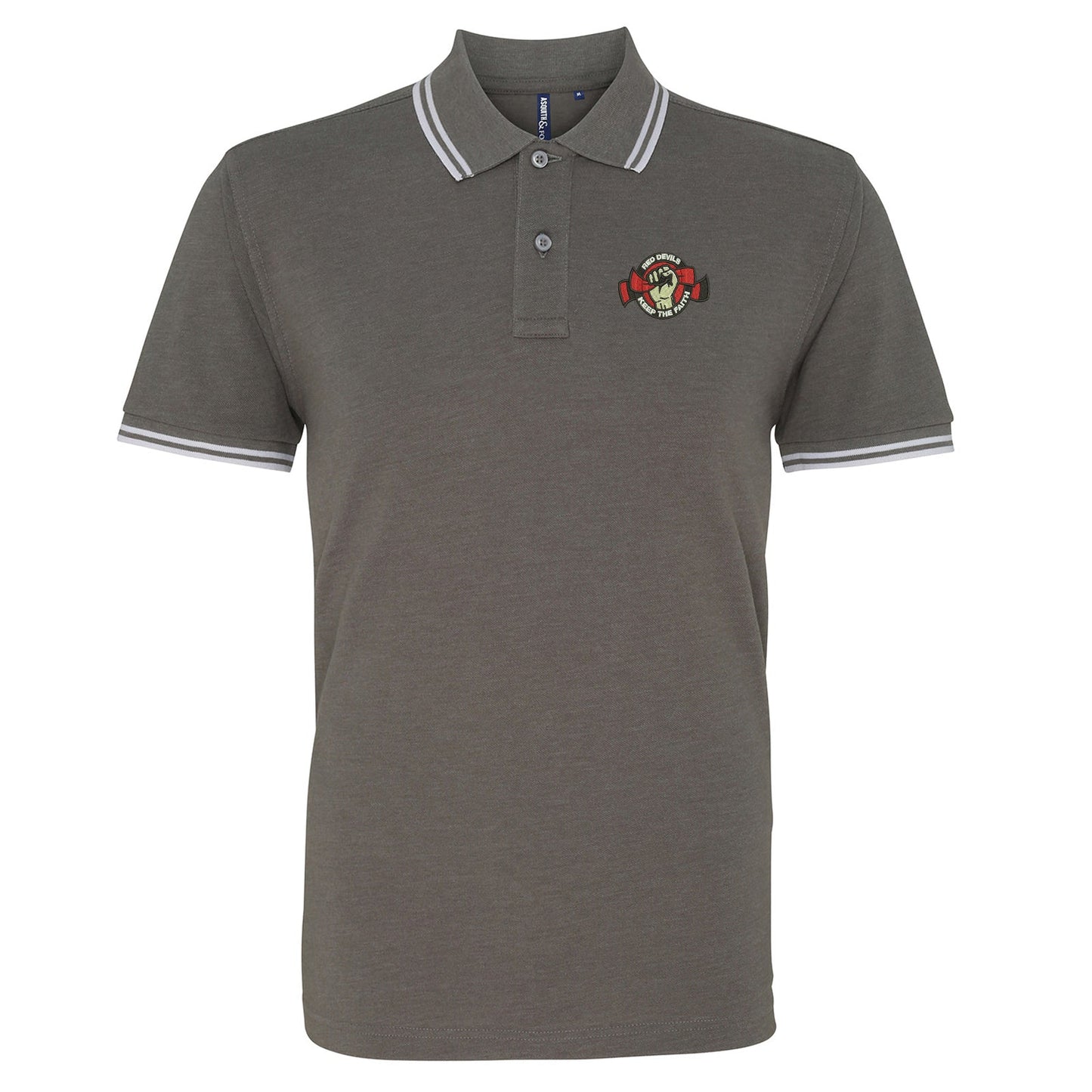 Red Devils Keep The Faith Embroidered Tipped Polo Shirt