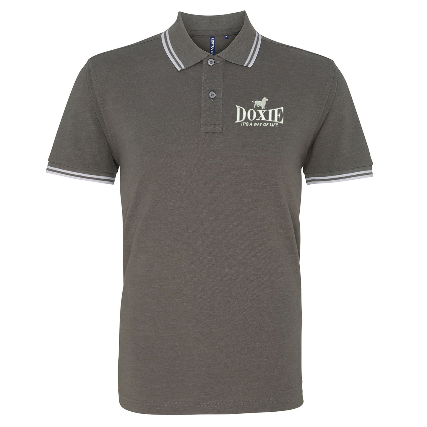 Doxie It's a Way of Life Embroidered Tipped Polo Shirt