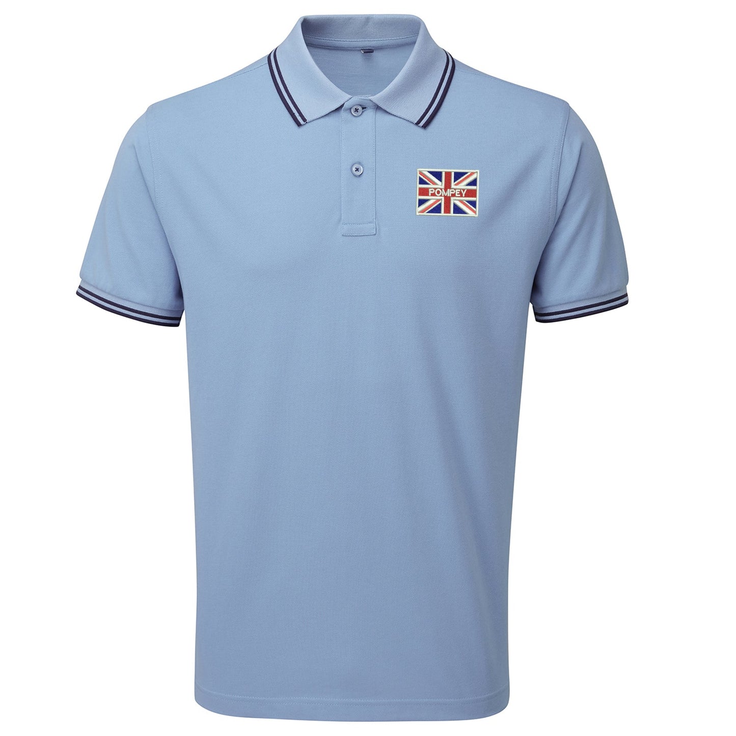 Pompey Coloured Union Jack  Embroidered Tipped Polo Shirt