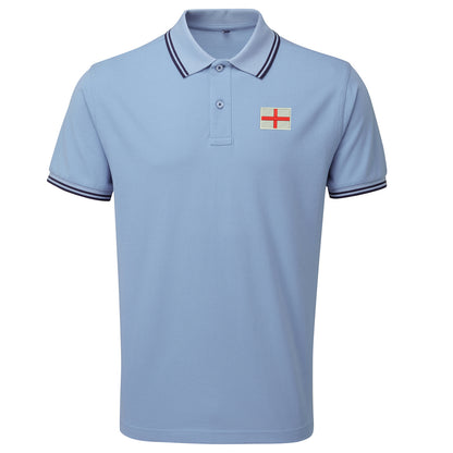 Flag of England Embroidered Tipped Polo Shirt