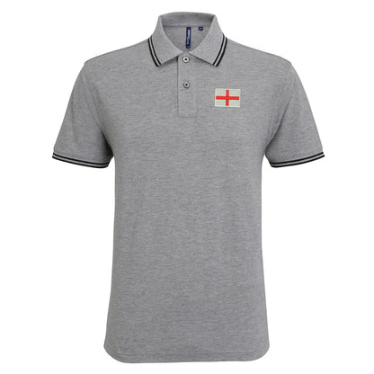 Flag of England Embroidered Tipped Polo Shirt